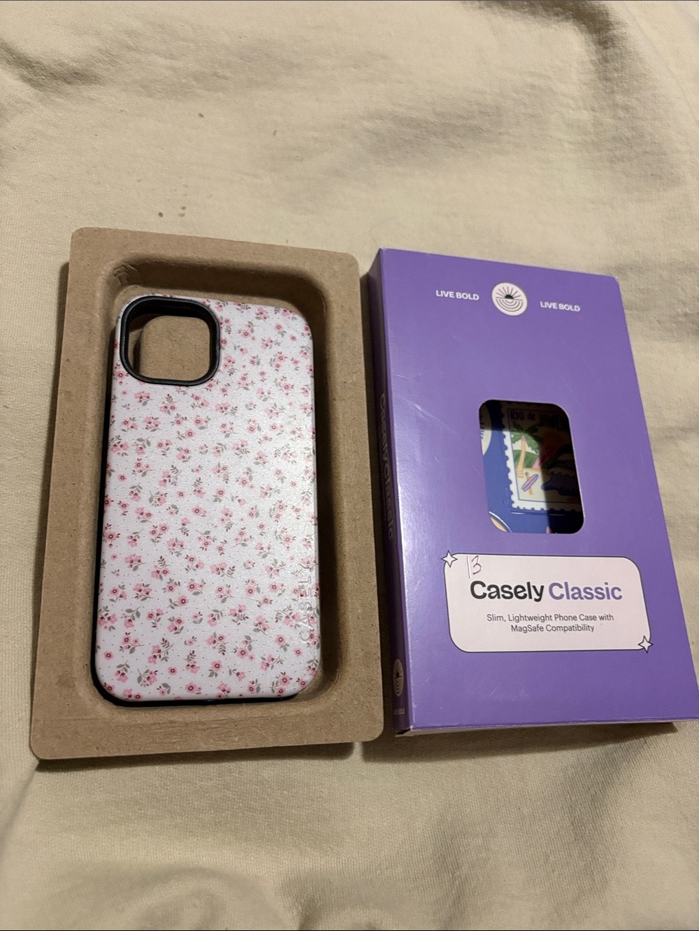 Casely Classic Floral Phone Case - White with Pink Roses